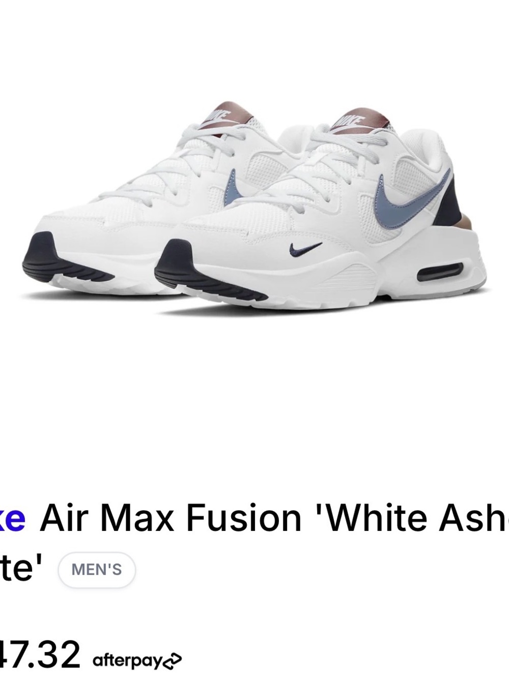 Nike Air Max Fusion Sneakers - White with Navy & Slate Accents